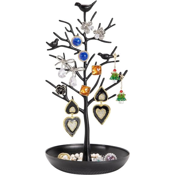AUTODECO Other - Girls Black Metal Retro Jewelry Tree for Necklaces Earrings and Ring
